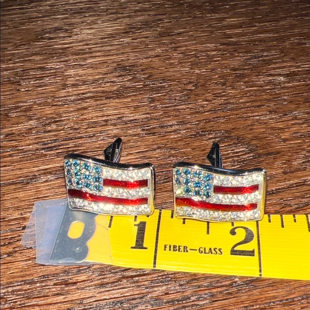 Swarovski American Flag Cufflinks - Picture 6 of 6